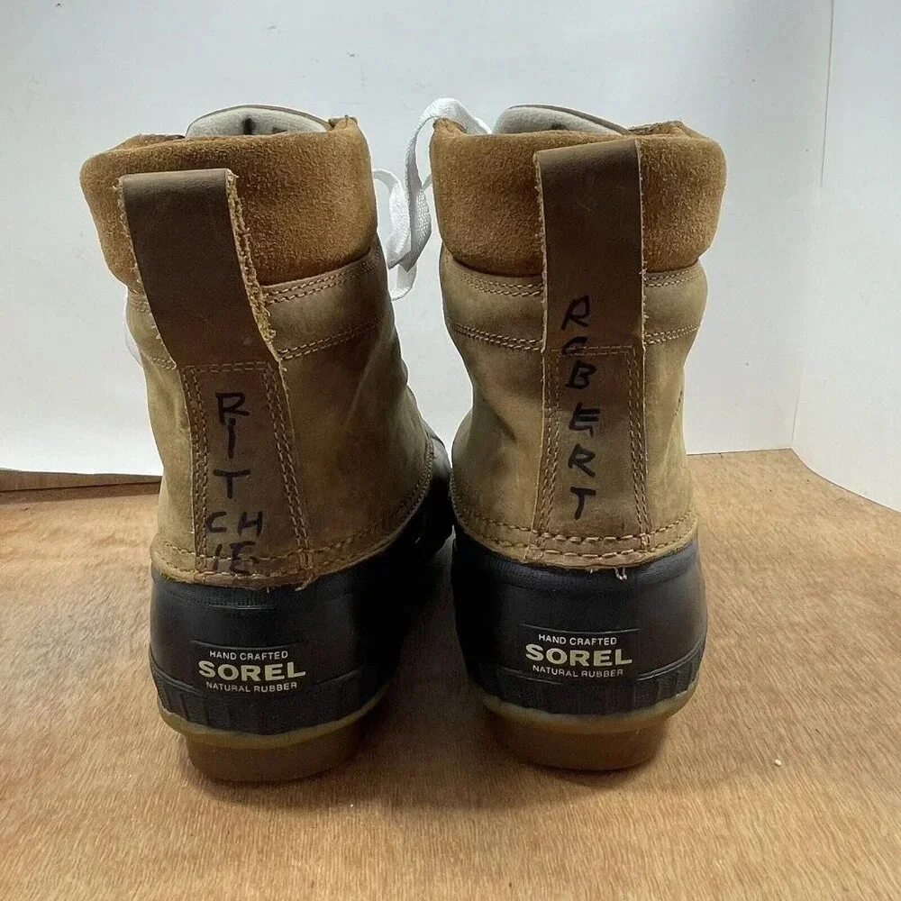 Sorel Cheyanne Men Size 10 Waterproof Brown Leather Rubber Duck Boot NM1704-224